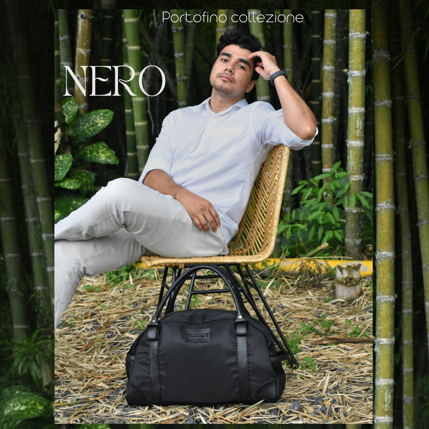 Bolso de fin de semana FERCCINI Portofino Nero con base reforzada en acrílico