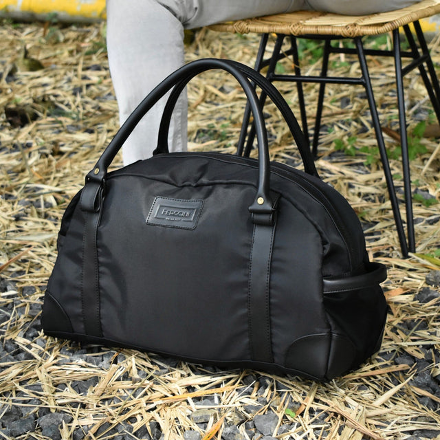 Bolso de viaje FERCCINI Portofino Nero en lona negra, 47 × 26 × 23 cm
