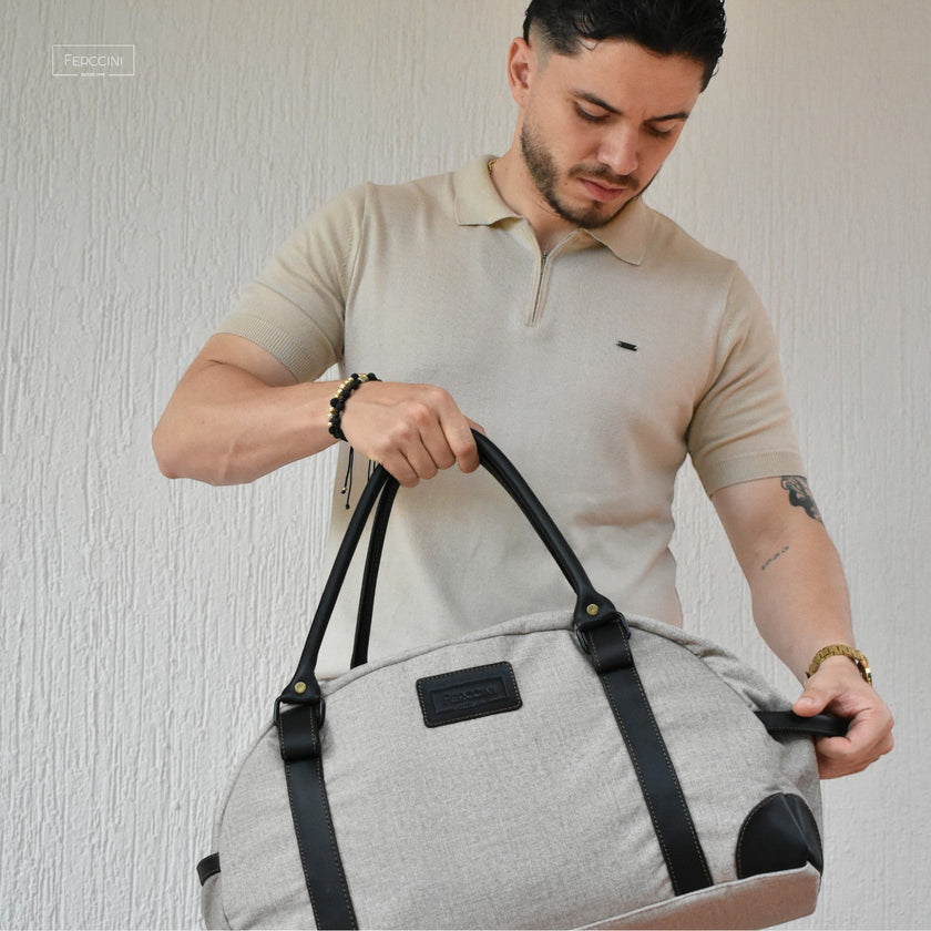 Bolso de viaje FERCCINI Portofino Old Money con tres manijas y herrajes metálicos