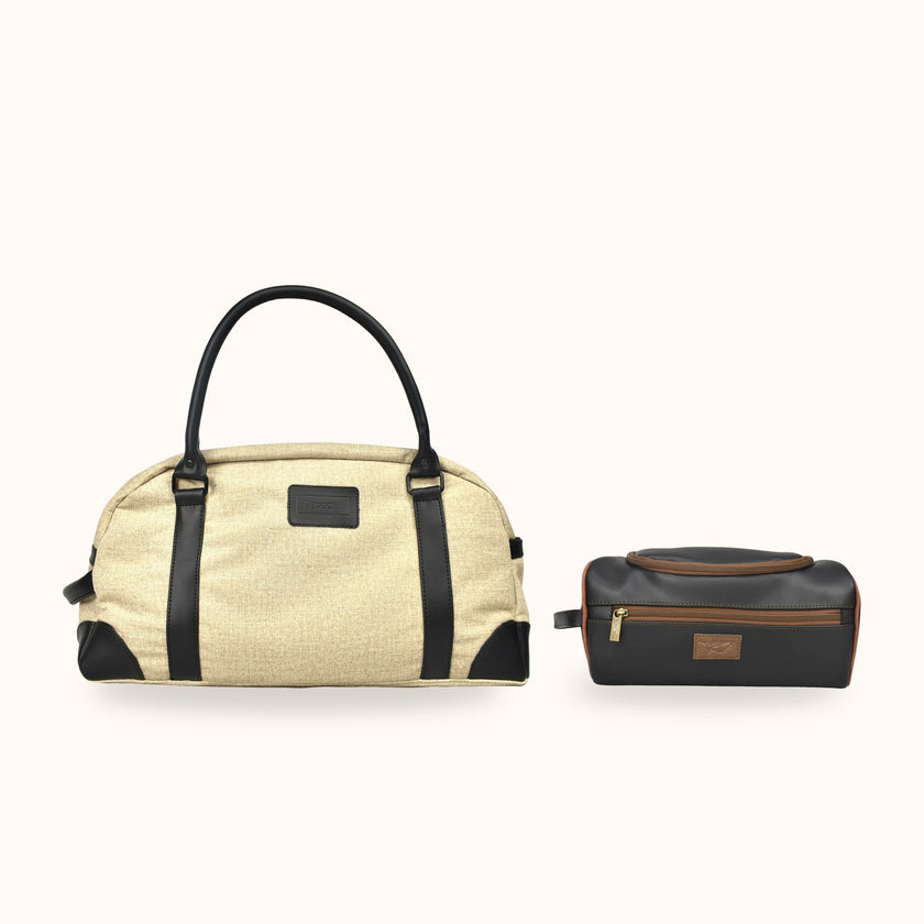 Set DUO MACCHIATO de FERCCINI: bolso de viaje Portofino Old Money con neceser grande Vernazza Macchiato