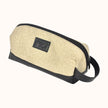 Neceser FERCCINI Minori Old Money en lino beige jaspeado con base y asa en sintético negro