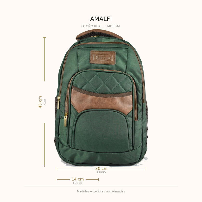 Medidas del morral AMALFI Otoño Real: 45 × 30 × 14 cm