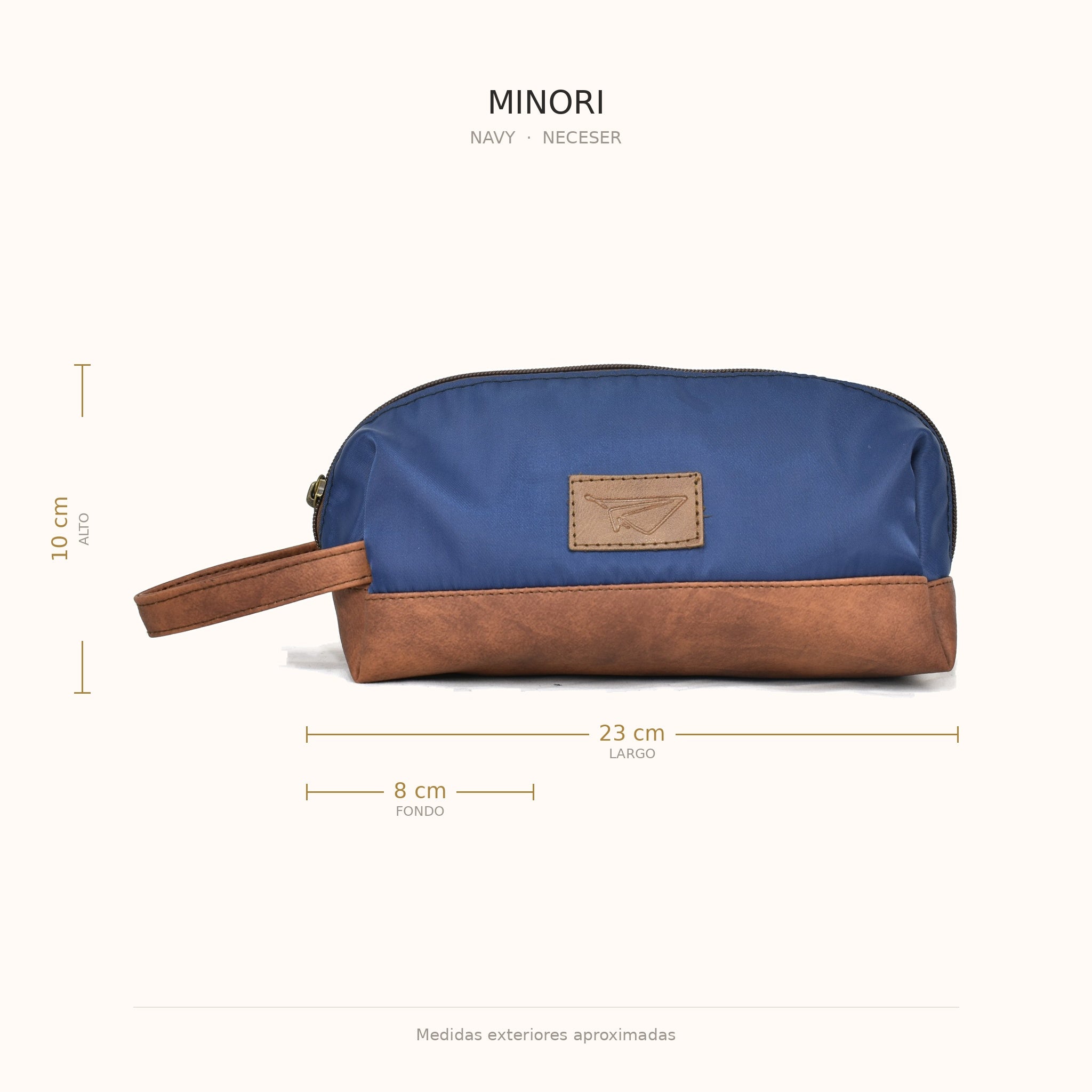 Medidas del neceser MINORI Navy: 23 × 10 × 8 cm