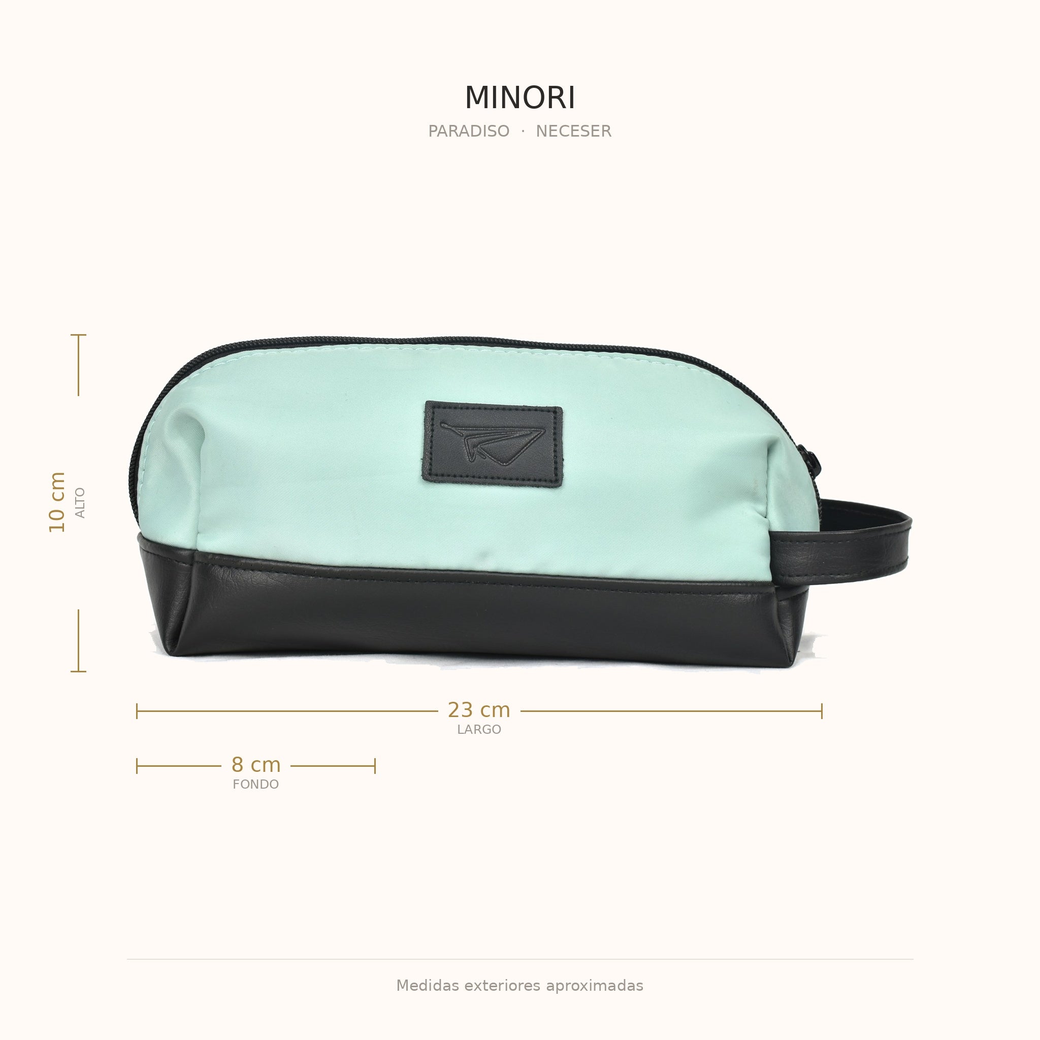 Medidas del neceser MINORI Paradiso: 23 × 10 × 8 cm