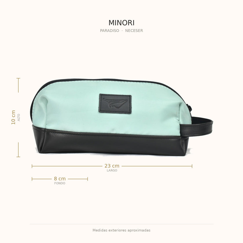 Medidas del neceser MINORI Paradiso: 23 × 10 × 8 cm