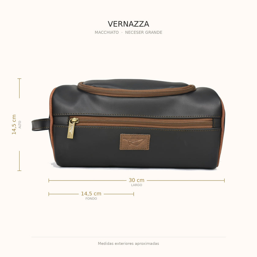 Medidas del neceser grande VERNAZZA Macchiato: 30 × 14,5 × 14,5 cm